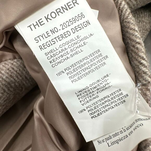 NWT The Korner Taupe Herringbone Button Front Collared Coat Jacket Size Small - Picture 9 of 11